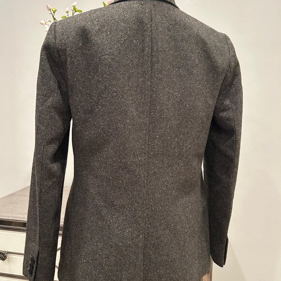 Banana Republic Tweed Fleck Wool Silk Olive Green Blazer - Picture 3 of 5